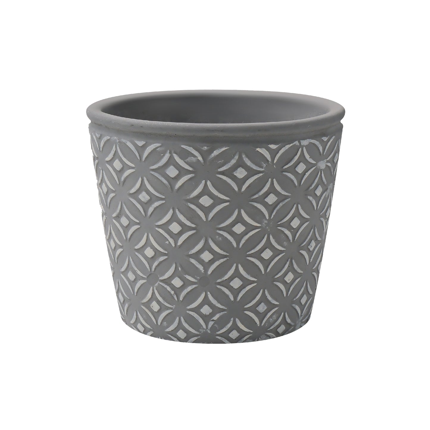 Blush Pink Concrete Planter Pot with Floral Geometric Pattern – Decorative Indoor/Outdoor Plant Container Composite Material Custom AF009