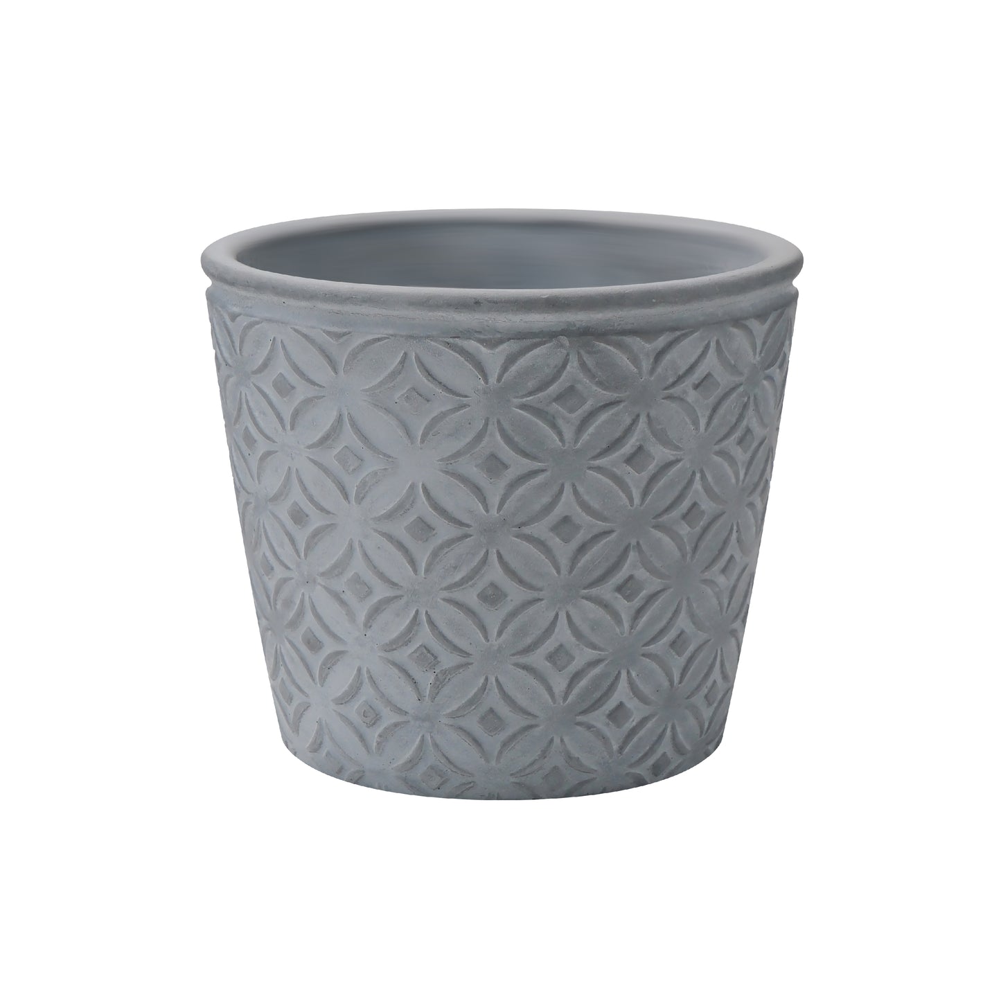 Blush Pink Concrete Planter Pot with Floral Geometric Pattern – Decorative Indoor/Outdoor Plant Container Composite Material Custom AF009