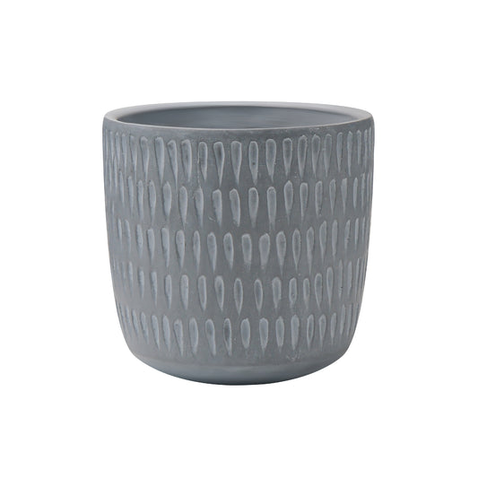 Dark Grey Concrete Planter Pot with Vertical Dash Pattern – Modern Indoor/Outdoor Composite Material Plant Container Custom AF011