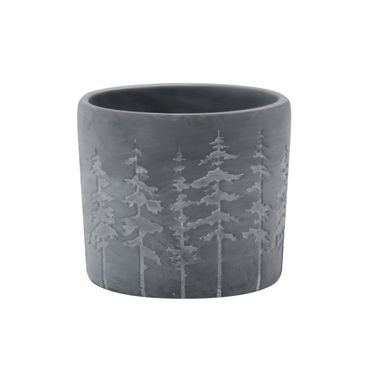 Gray Concrete Planter Pot with Christmas Tree  Embossed Pattern – Decorative Indoor/Outdoor Plant Container, Composite Material Planter Custom AF014