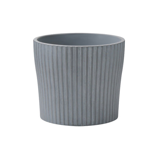 Gray Concrete Planter Pot with Vertical Strip Embossed Pattern – Decorative Indoor/Outdoor Plant Container, Composite Material Planter Custom AF015