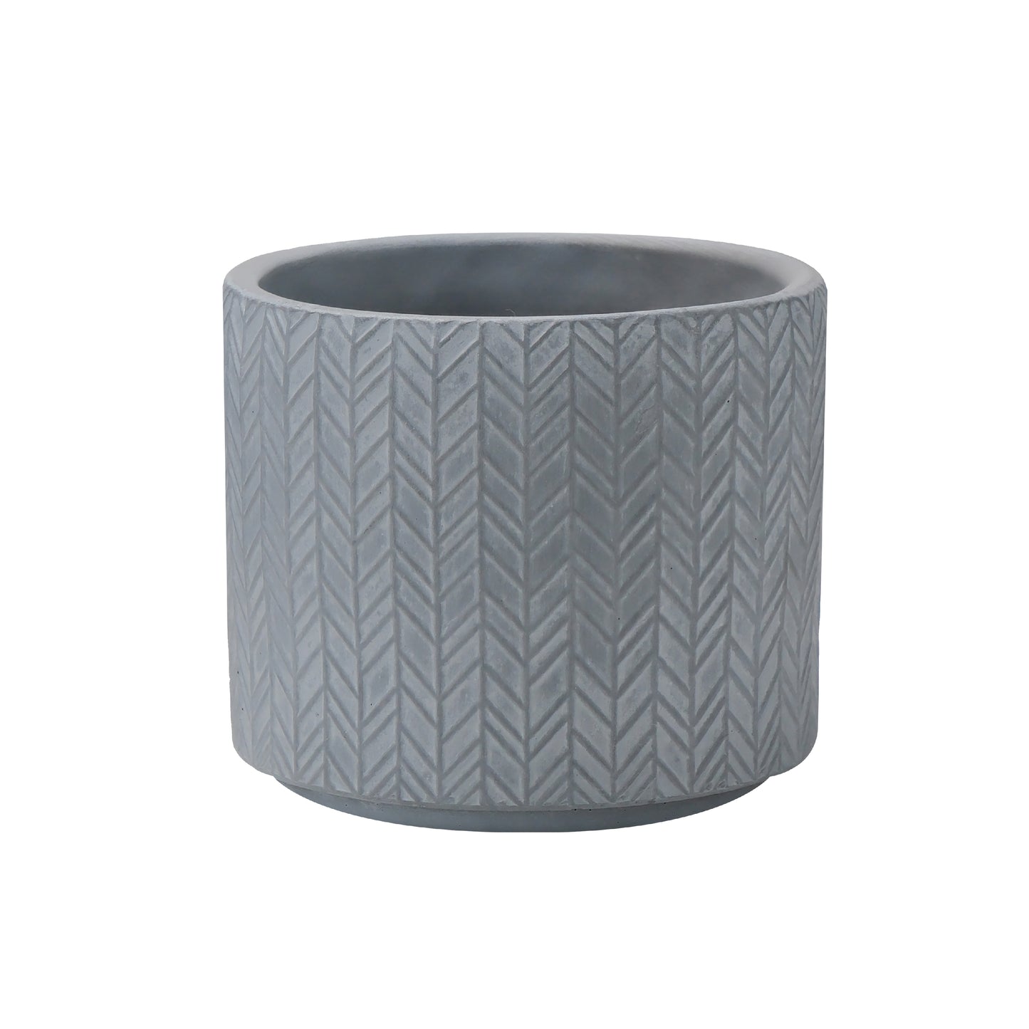 4.5 Inch Gray Concrete Planter Pot With Geogemetric Strip Embossed Pattern – Decorative Indoor/Outdoor Plant Container, Composite Material Planter Custom AF018