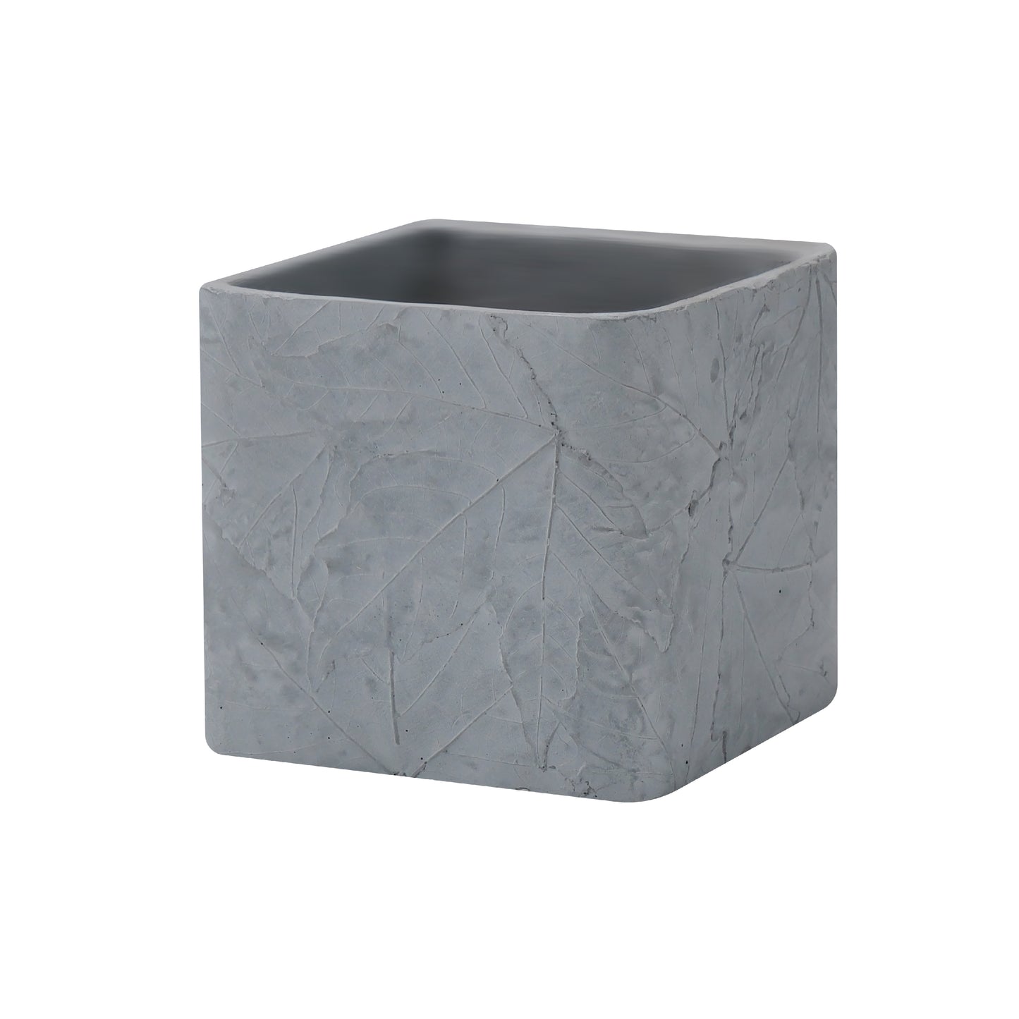 Modern Concrete Planter Pot With Cube Maple leaf Embossed Pattern – Decorative Indoor/Outdoor Plant Container, Composite Material Planter Custom AF020