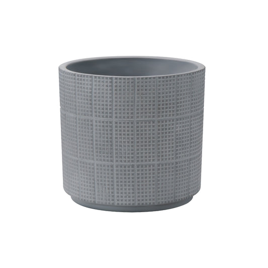 Modern Gray Concrete Planter Pot with Textured Geometric Design – Indoor/Outdoor Decorative Flower Pot ,Composite Material Planter AF025