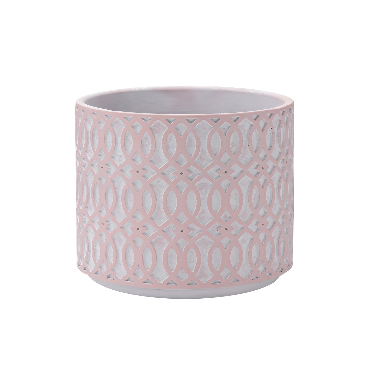 Embossed  Blush Pink  Concrete Planter Pot with Geometry – Cylindrical Decorative Indoor/Outdoor Plant Container AF030