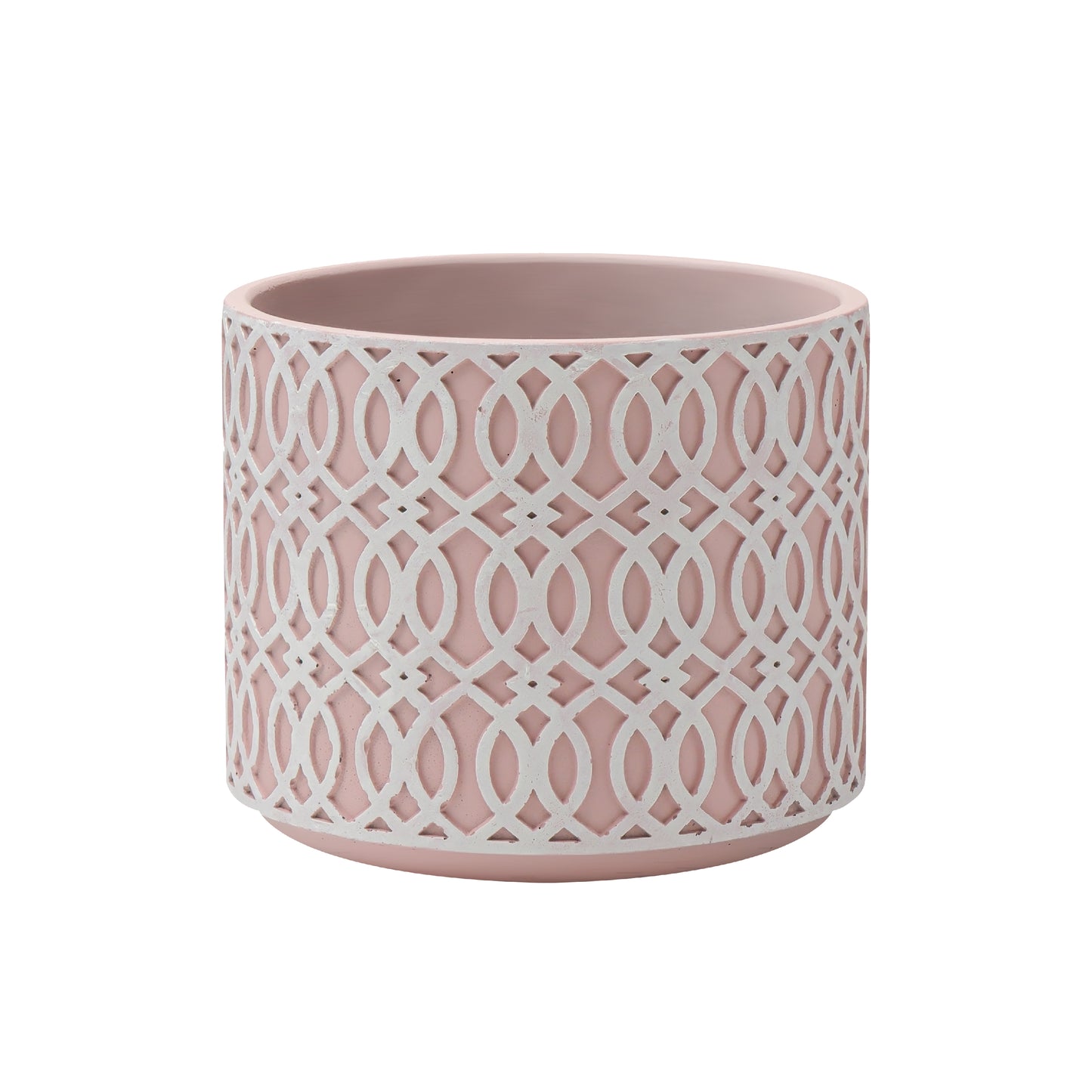 Embossed  Blush Pink  Concrete Planter Pot with Geometry – Cylindrical Decorative Indoor/Outdoor Plant Container AF030