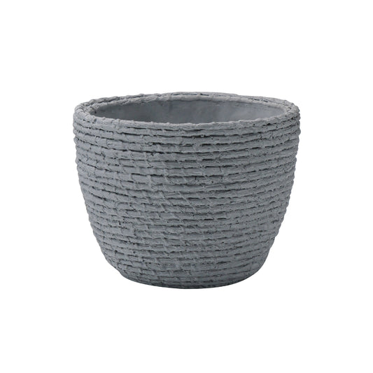 Vintage Concrete Planter Pot Embossed with Hemp Rope Winding Pattern– Decorative Indoor/Outdoor Plant Container AF033