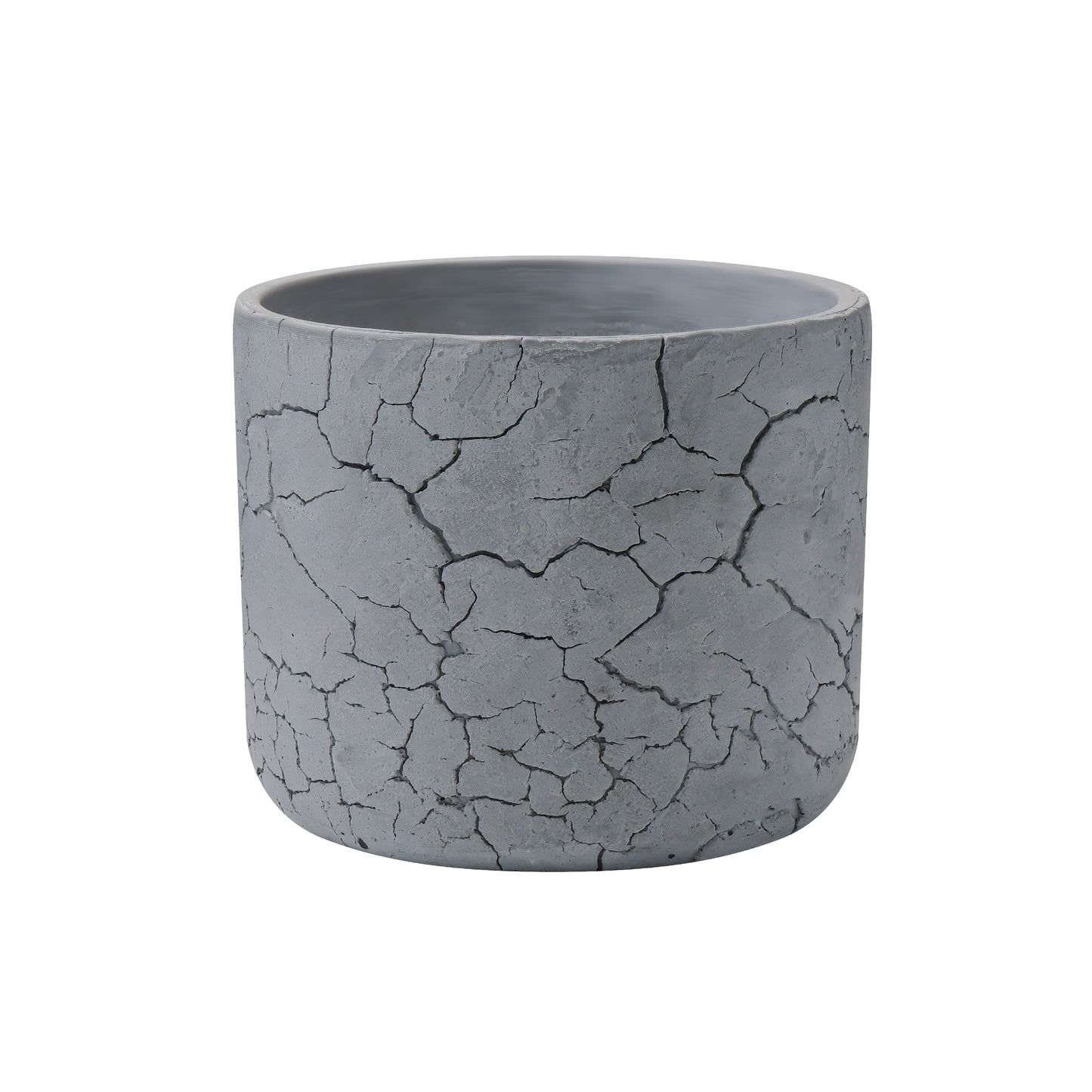 Rustic Cracked Design Concrete Planter Pot - Grey, 6.7 -inch Round Pot for Succulents, Cacti, or Small Plants - Indoor/Outdoor Use  AF043