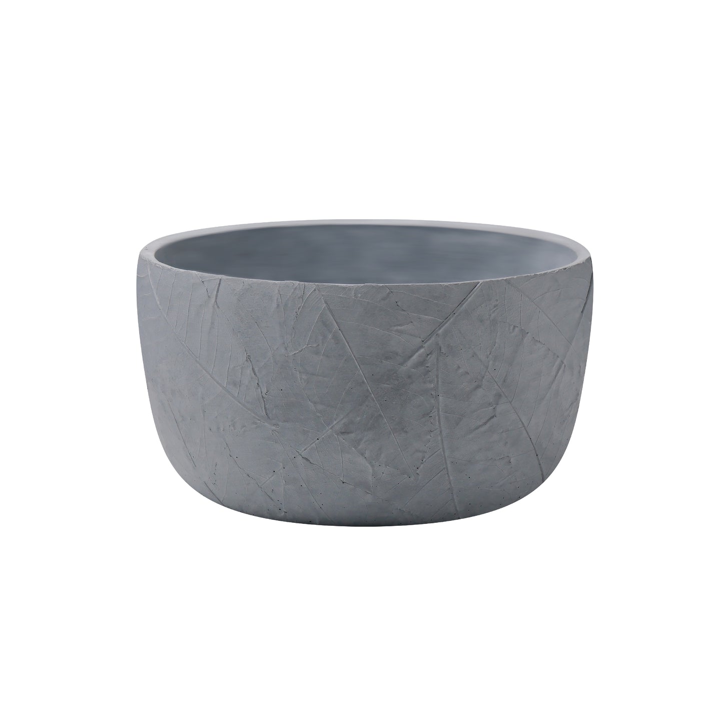 Gray Rustic Concrete Planter Pot  With Leaves Embossed- Grey, 8.8 inch Round Planters Pot for Succulents, Cacti, or Small Plants - Indoor/Outdoor Use AF045