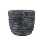 Textured Wave Design Concrete Planter Pot - 8 inch Round Grey Pot for Succulents, Cacti, or Small Plants - Indoor/Outdoor Use Composite Material Planter AF053