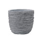 Textured Wave Design Concrete Planter Pot - 8 inch Round Grey Pot for Succulents, Cacti, or Small Plants - Indoor/Outdoor Use Composite Material Planter AF053