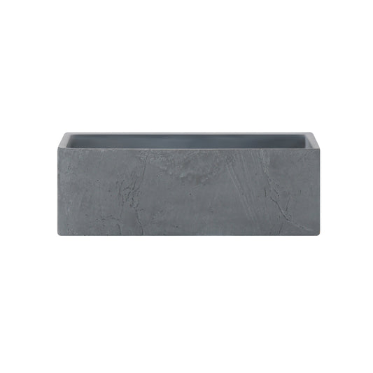 Gray Long Rectangular Concrete Planter, Outdoor Indoor Garden Pots with Drainage Hole and Rubber Plug, Weathered Concrete Composite Material Planter AF055