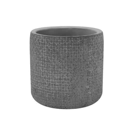 Gray Vintage Hemp Rope Design Concrete Planter Pot Embossed with Hemp Rope Pattern– Decorative Indoor/Outdoor Plant Container AF061