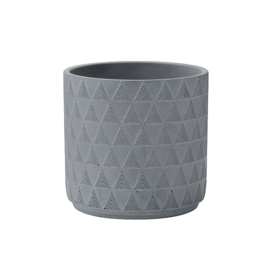 Triangle Geometric Pattern Embossed Concrete Planter Decorative Indoor/Outdoor Plant Container, Composite Material Planter AF066