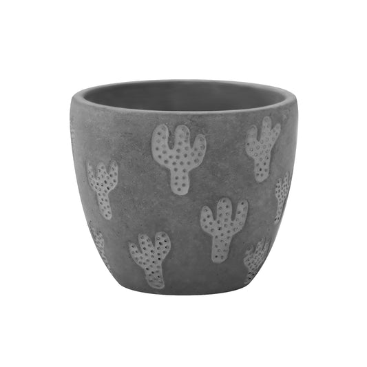 Gray Cactus Pattern Embossed Concrete Planter ,Durable Indoor/Outdoor Succulent and Herb Container, Composite Material Planter AF077