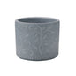 Concrete Planter with Floral Pattern  Embossed– Small Round Indoor/Outdoor Succulent PotComposite Material Planter AF081