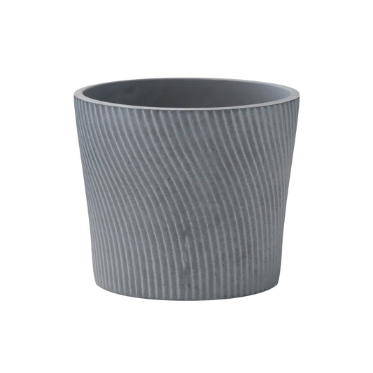 Gray Industrial Chic Concrete Planter Pot – Ribbed Gray Design, Ideal for Indoor & Outdoor Plants,Composite Material Planter AF085