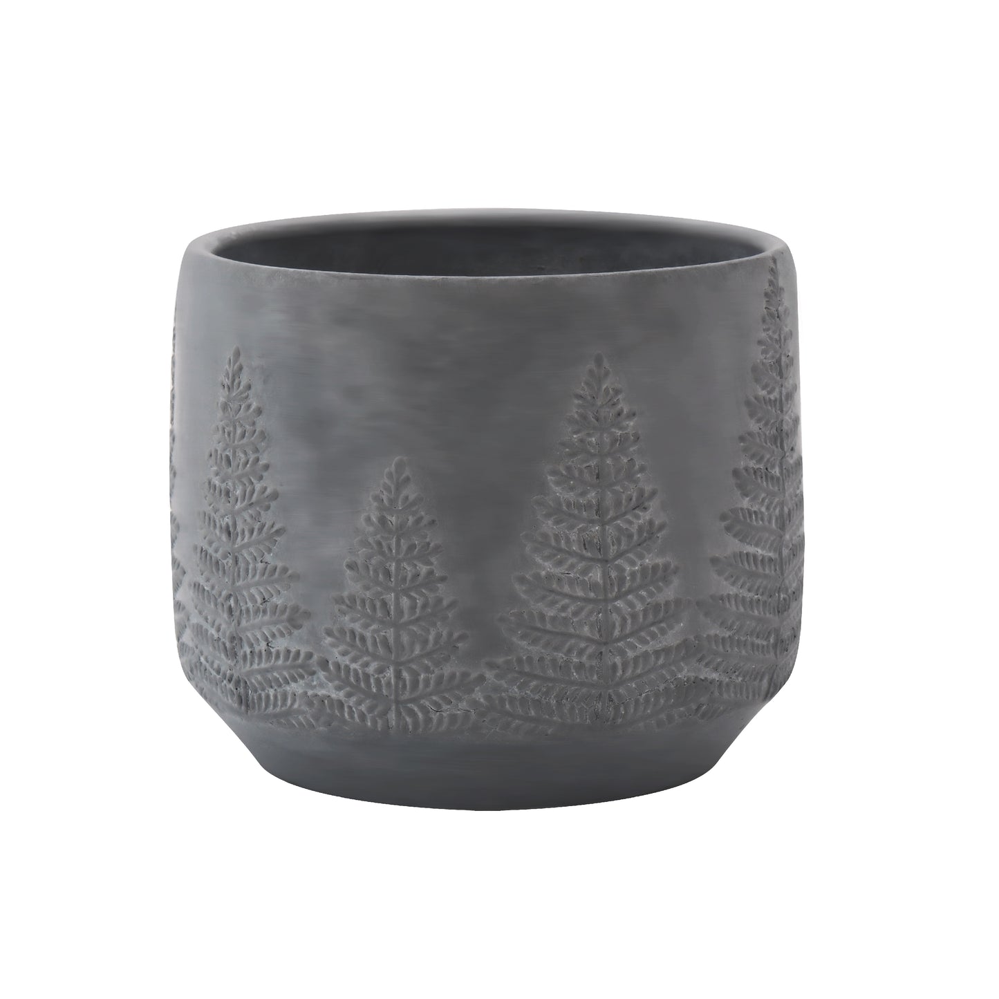 Modern Gray Concrete Planter with Trees Pattern  Embossed– Round Indoor/Outdoor Flower Planter Pot , Composite Material Planter AF086