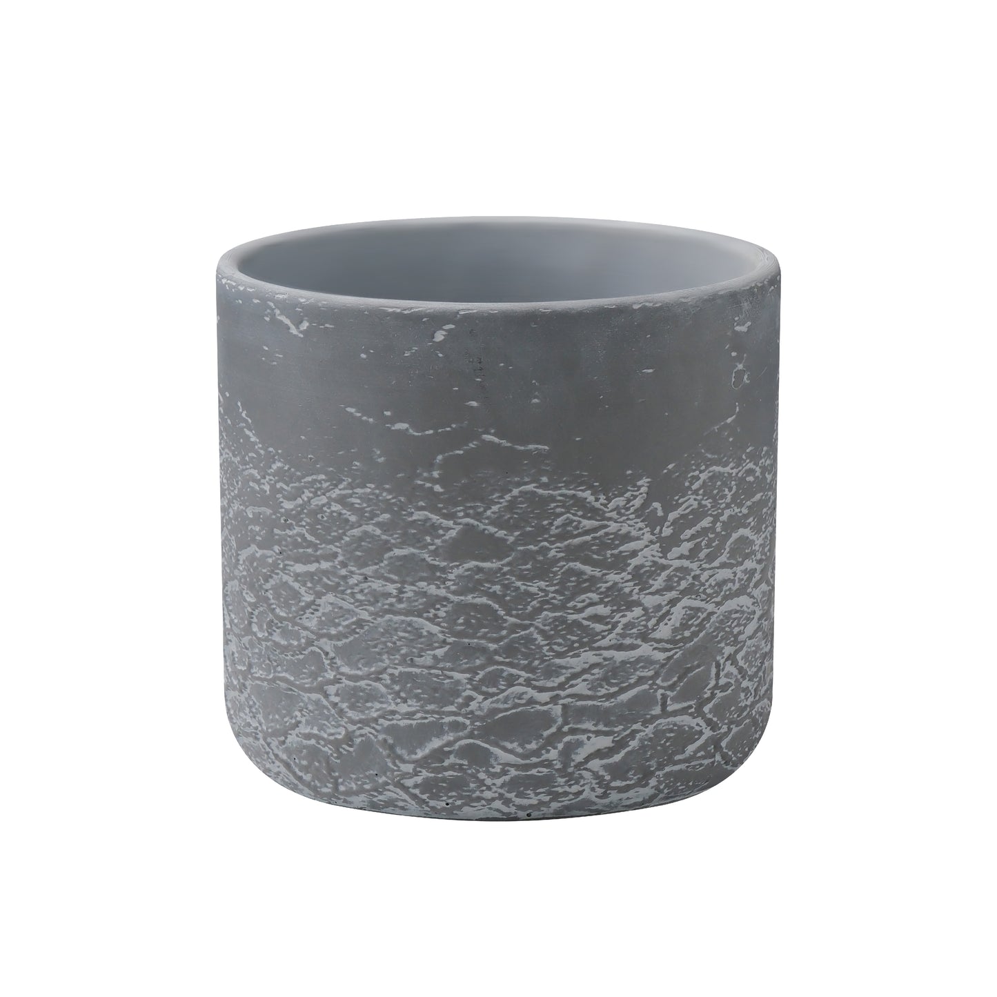 Gray Stylish Round Planter Pot with Waves Pattern Embossed – Modern Indoor & Outdoor Decoration, Composite Material Planter AF089